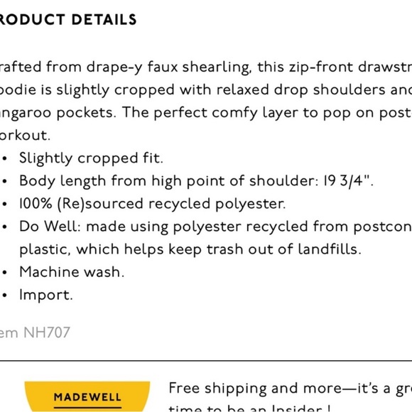 Madewell Sherpa Zip-Front Drawstring Hoodie Sweatshirt Size Large new with tags - Picture 11 of 11